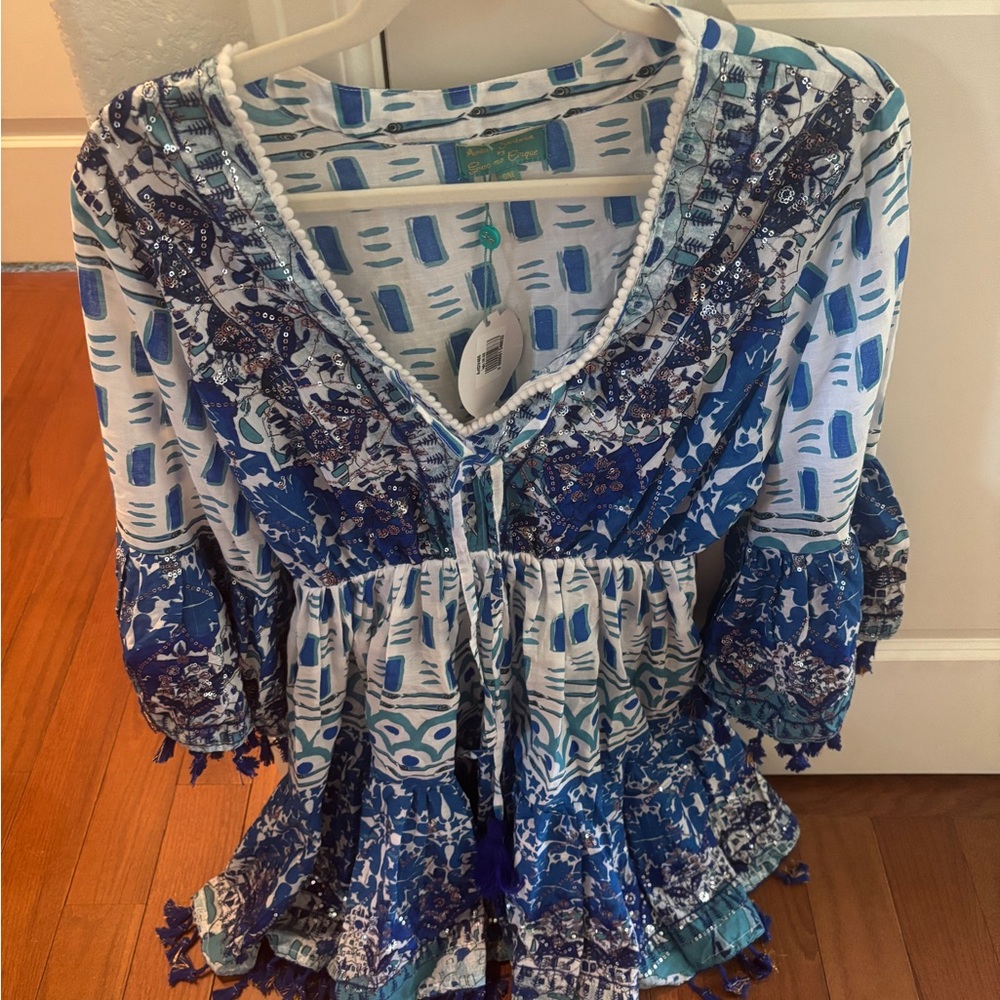 Blue Patterned Women's Top